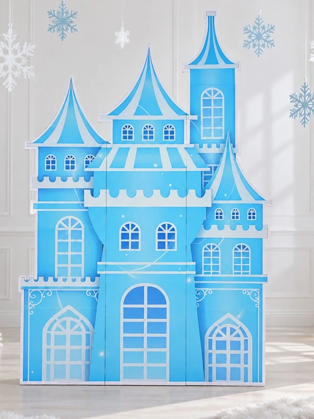 EARTHSON 5.2 Ft Blue Ice Princess Cardboard Castle Party Backdrop New